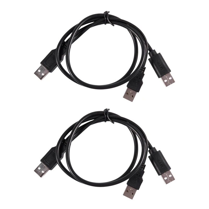 

2X USB 2.0 Type A Male To Dual USB A Male Y Splitter Cable Cord Black