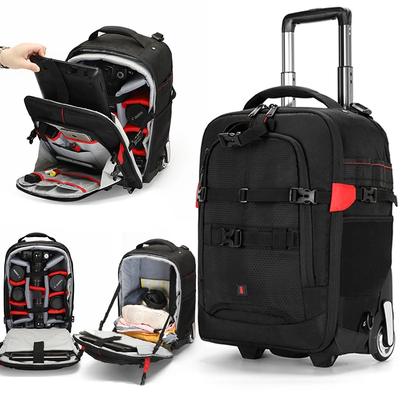 

Сумка на колесиках для камеры, профессиональная сумка для фотоаппарата, чехол, чемодан для фото и видео, чемодан для цифровой камеры, дорожный рюкзак, коробка для удочек