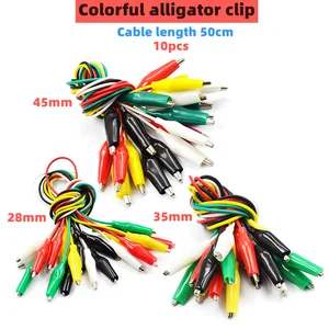 10pcs color belt wire alligator clip electronic DIY sheath electric clip double-headed test clip pow in India