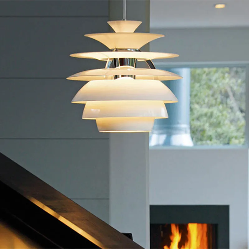 

Дизайнерская Минималистичная белая фотолампа, постмодерн, алюминиевая Подвесная лампа для гостиной, спальни, эстетическое освещение, фотолампа