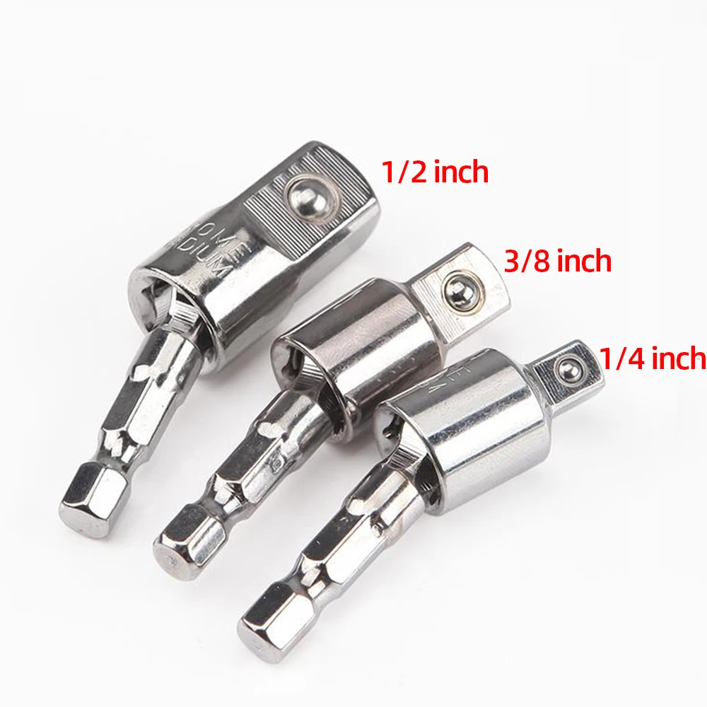 1/4 Hex Shank Socket Set Extension Rod 1/2 3/8 Adapter 360 Degree Rotation Impact Head For Power Tool Mechanical Workshop Tools