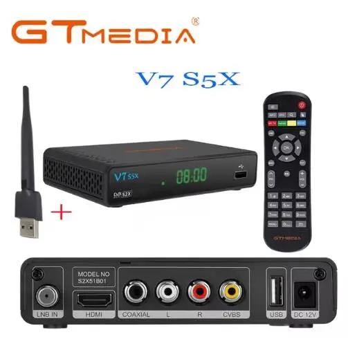 V7 S5X GTmedia ТВ-приемник с поддержкой DVB-S/S2/S2X H.265 AVS+ Auto Roll Full PowerVu Unicable USB Wi-Fi Youporn Set Top Box