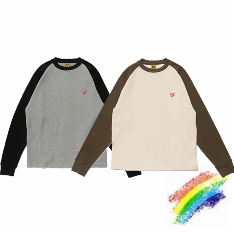 

Patchwork HUMAN MADE T Shirt Men Women Long Sleeve T-shirt Embroidered Heart HUMAN MADE Tee Tops