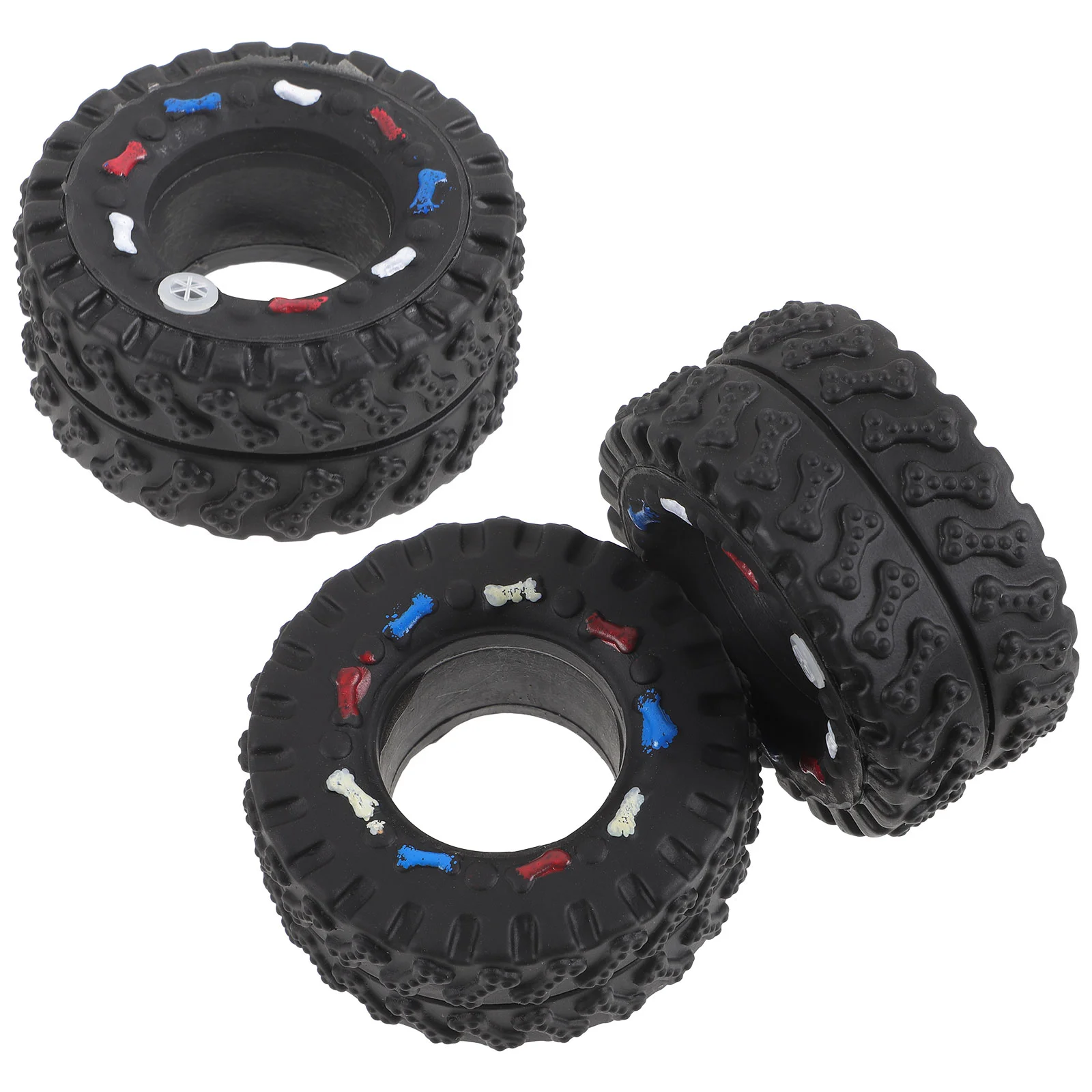 

3pcs Pet Dog Puppy Dog Toys Tire Shape Bite Resistant Interactive Chew Sound Squeaky Play Toy