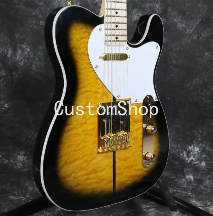

Custom Merle Haggard Tuff Dog Tele TL Honey Sunburst Quilted Maple Top Electric Guitar Maple Neck & Fingerboard