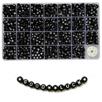 1 set black flat round letter resin english alphabet beads box diy bracelet necklace for jewelry making accessories kits sets