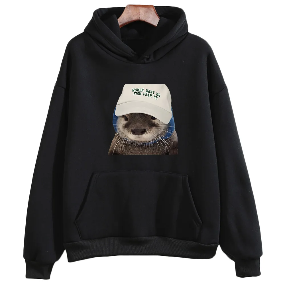 

Otters Pattern Sweatshirts Kawaii Tops Funny Graphic Hoodie Women Cartoon Sweatwear Unisex Fleece Hoody Harajuku Anime Clothes