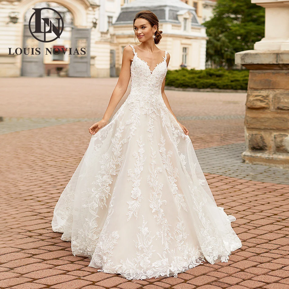 

Женское свадебное платье с аппликацией LOUIS NOVIAS, белое ТРАПЕЦИЕВИДНОЕ ПЛАТЬЕ на тонких бретелях, расшитое бисером, Индивидуальный размер, 2023
