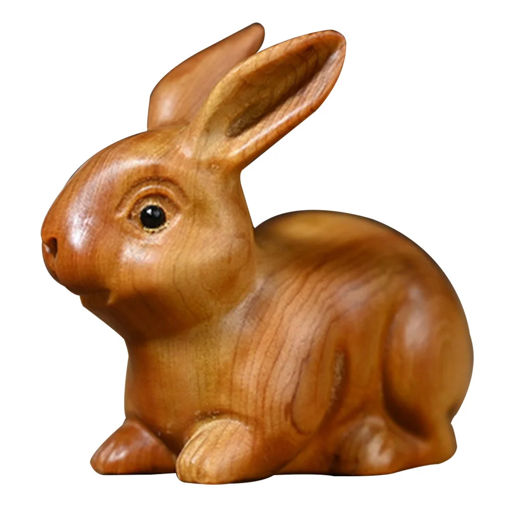 

Zodiac Rabbit Exquisite Zodiac Rabbit Wooden Craft Figurine for Desktop Decor