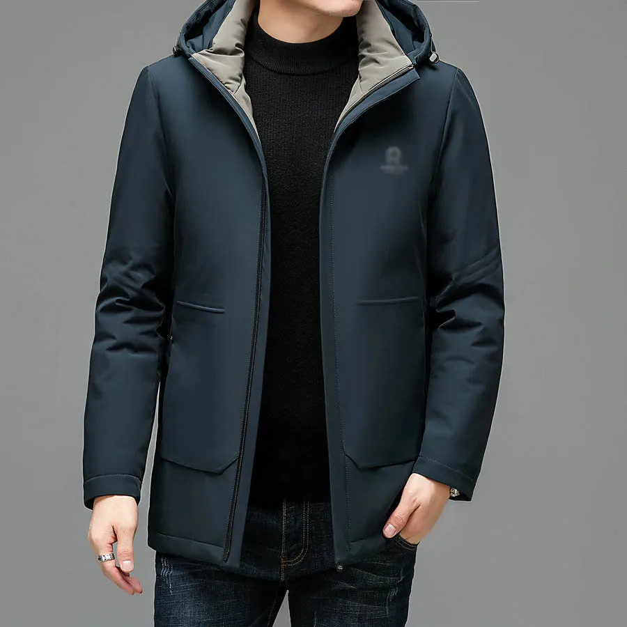 Men Black Navy Blue Puffer Parkas Winter Thermal Hooded Puff Overcoat Lining Detachable Design Warm Thick Jacket Outerwear Male