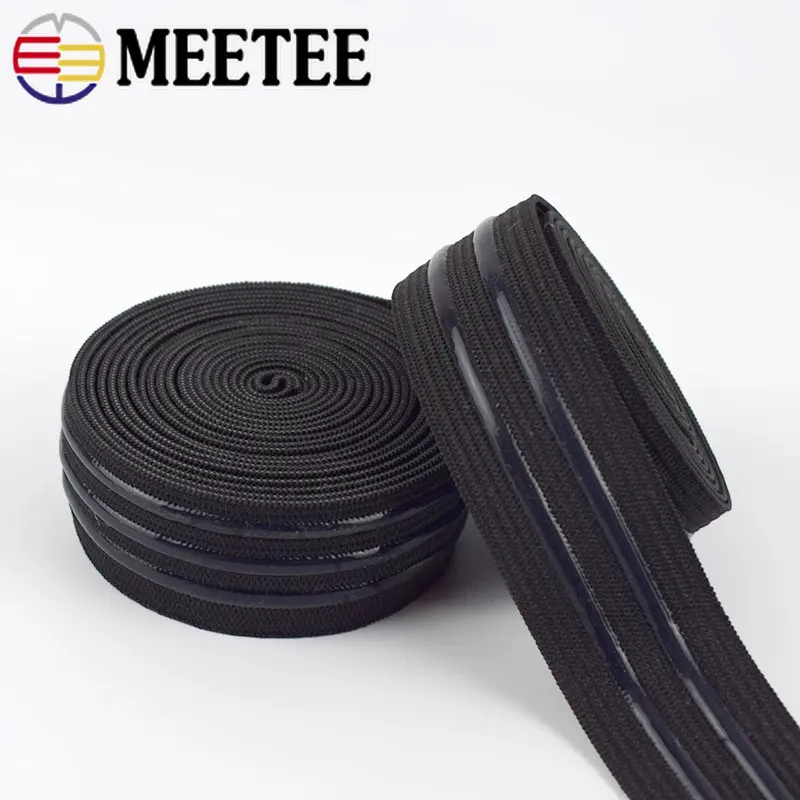 

5/10M Meetee 25mm Non-slip Elastic Bands Silica Gel Stripe Sportswear Pants Spring Belt DIY Garment Sewing Accessories Material