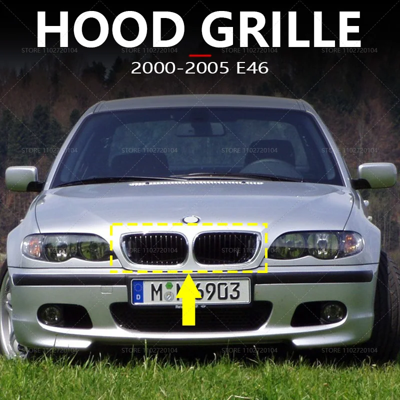 Фото Для 2000-2005 E46 BMW 320i 325i 325xi 330i 330xi хромированная и черная решетка капота 51137030545 51137030546 №1