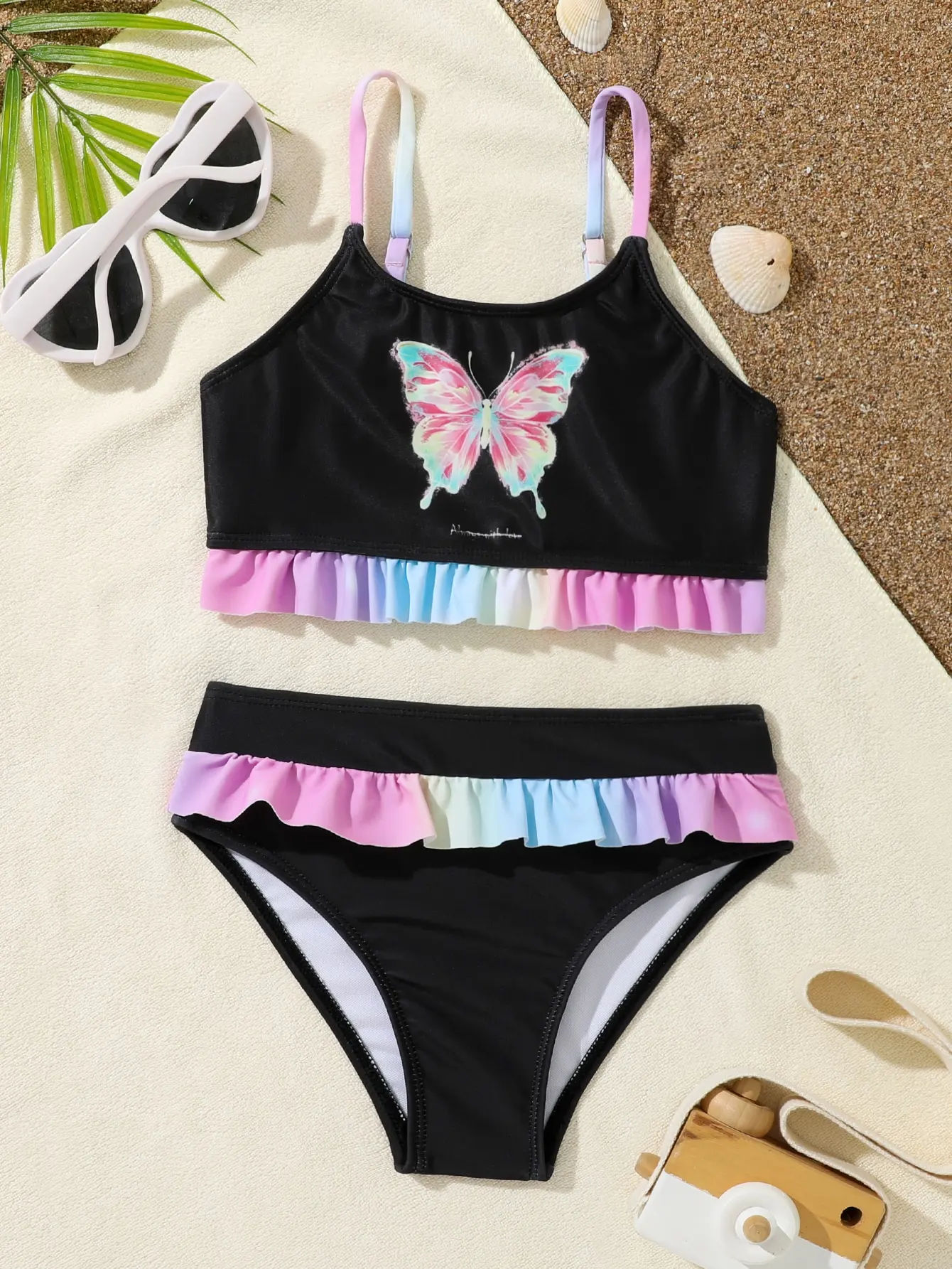 

4-7Years Kids Beach Wear New 2023 Girls Swimwear Lovely Suits Bikini Children Sand Swimwear