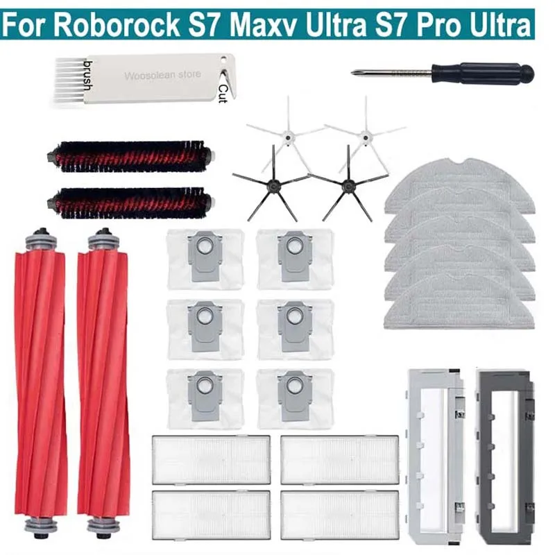 

Вращающаяся щетка для Roborock S7 Maxv Ultra S7 Pro Ultra Robot Vacuum S7 Maxv, основная боковая щетка, швабра, фильтр НЕРА, аксессуары для пылесборника