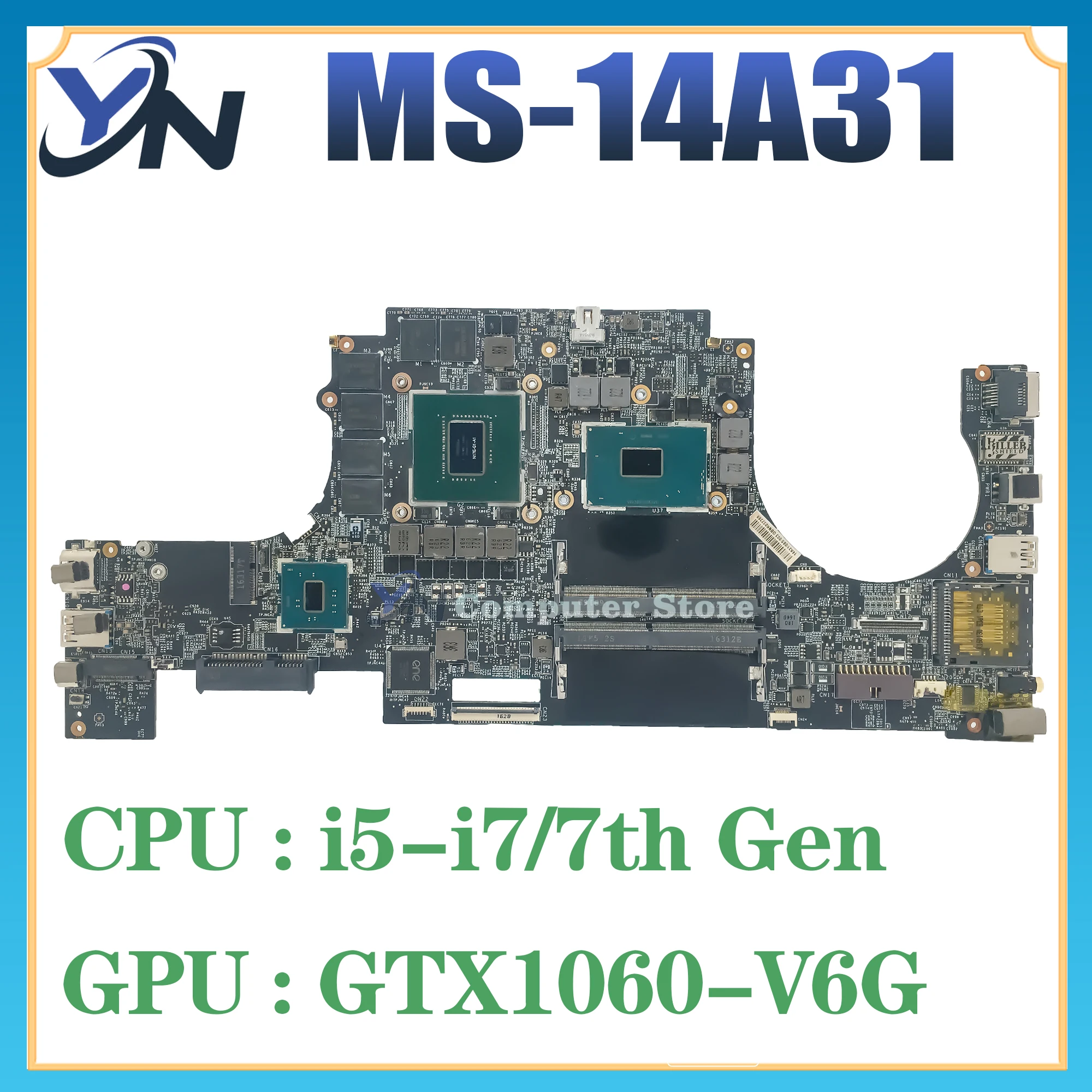 

Mainboard For MSI MS-14A3 GS43 GS43VR MS-14A31 Laptop Motherboard I5 I7 7th Gen GTX1060-6G GPU