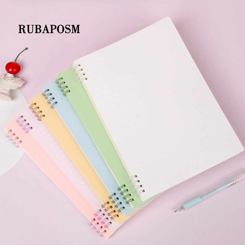 

PP Cover Horizontal Line Grid Spiral Notebook 6-Color Combination Bimetal Coil Binding Student Practice Notebook Diary