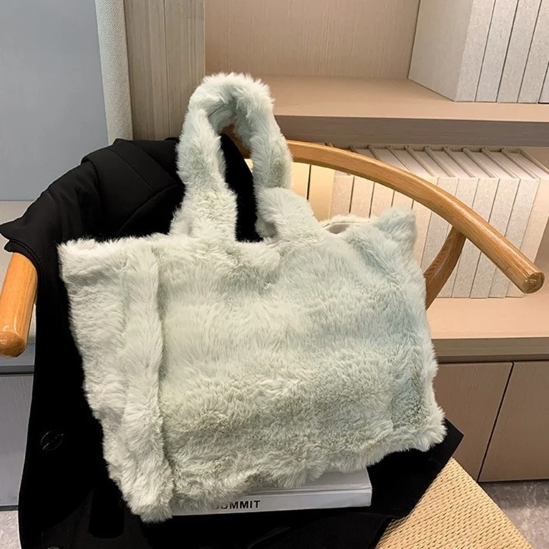 

Plush Shoulder Bag Handbag Large Capacity Underarm Bag Women Shopping Bag