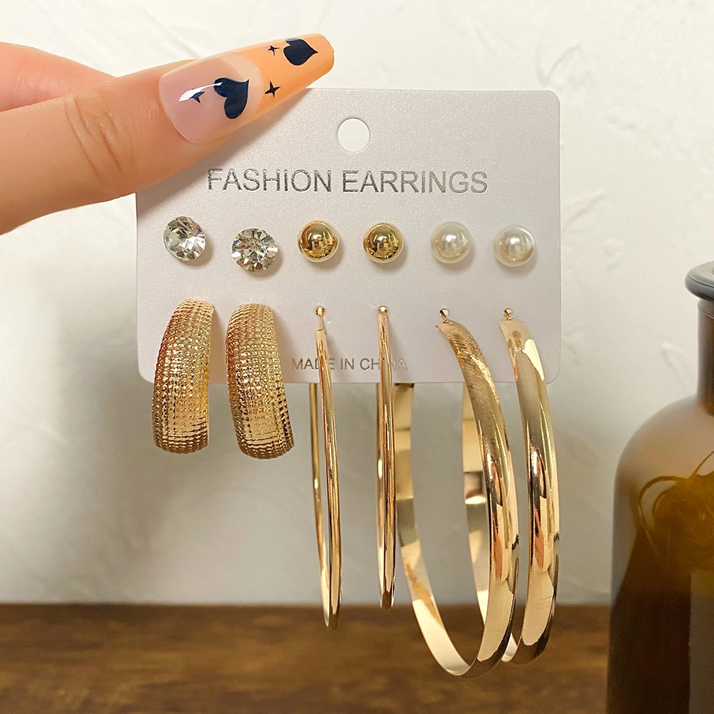 Женские серьги-клипсы с жемчугом 6 пар