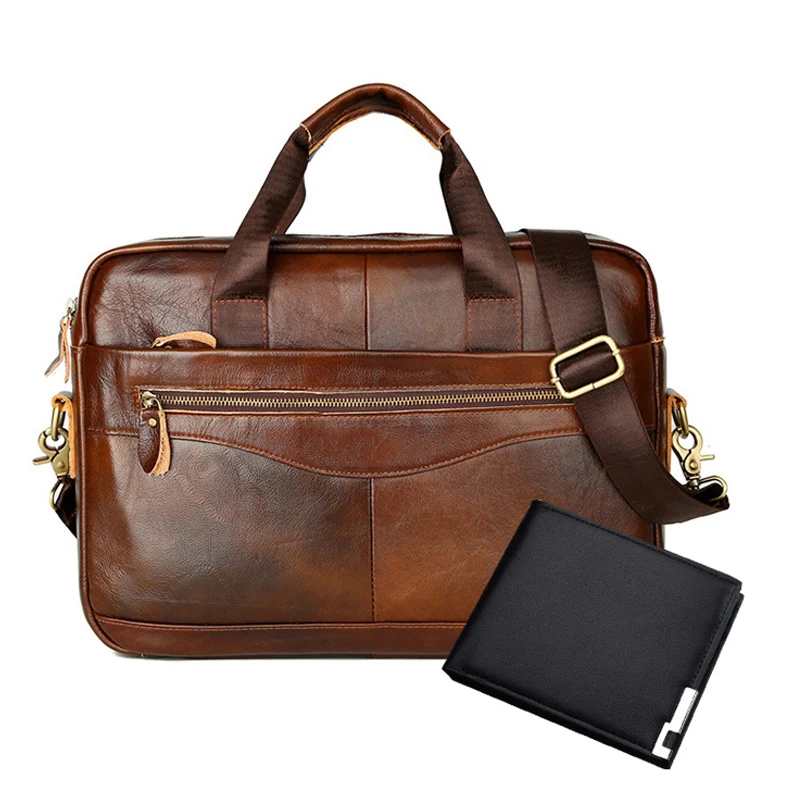 Модный мужской портфель из воловьей кожи сумки натуральной роскошная деловая