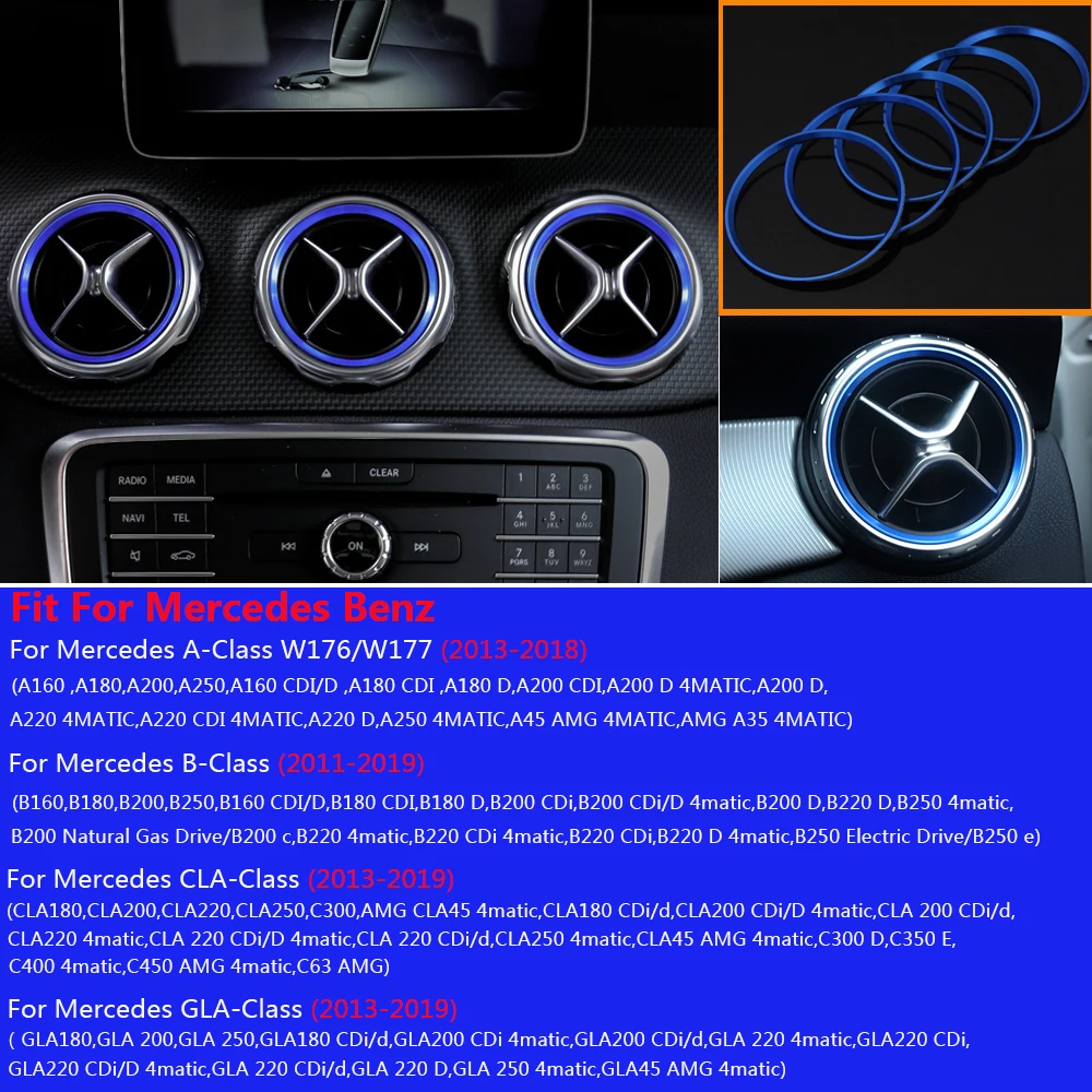 5 шт., набор колец для вентиляционных отверстий Mercedes Benz A B CLA GLA W176 W177 W246 W242 C117 X117 X156 (art.: 3920bc327e545) - 3920bc327e545