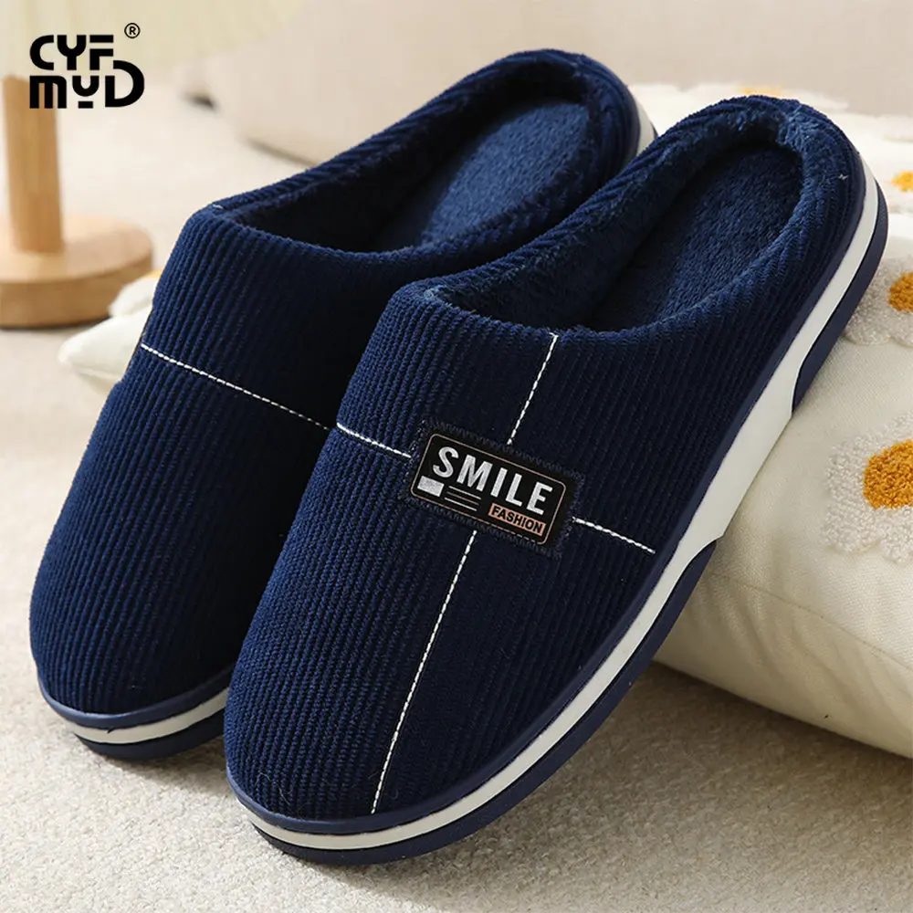 Classic Home Slippers Man Big Size Winter Warm Indoor Slippers Male Short Plush Soft Slippers Fashion Trend House Shoes Non Slip