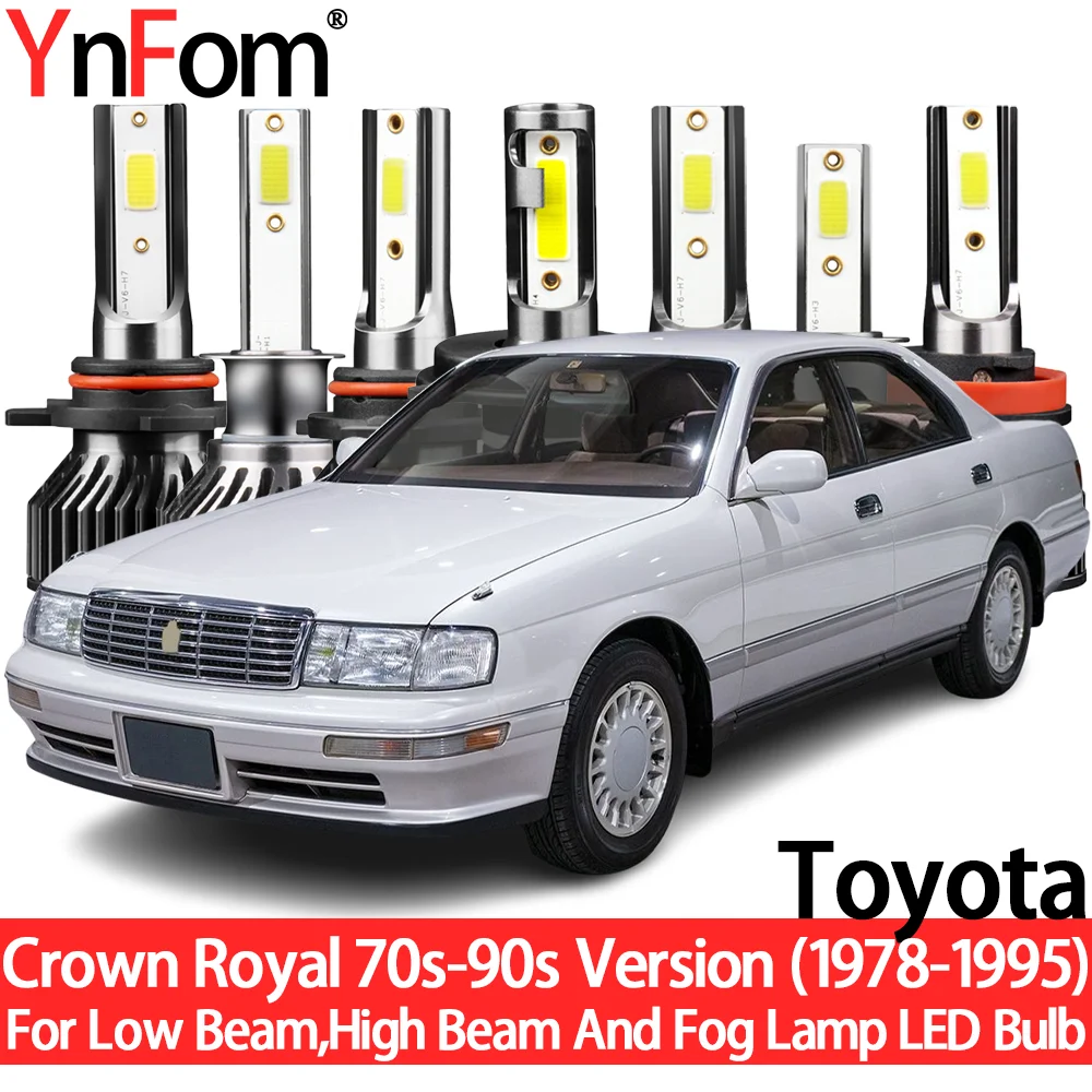 

YnFom Toyota Special Halogen To LED Headlight Bulbs Kit For Crown Royal 70s-90s Version 1978-1995 Low Beam,High Beam,Fog Lamp