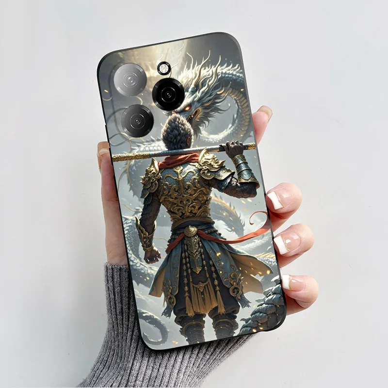 Для Tecno Spark 20 Pro 5G силиконовый черный миф Wukong Мягкий ТПУ Защитная задняя крышка для