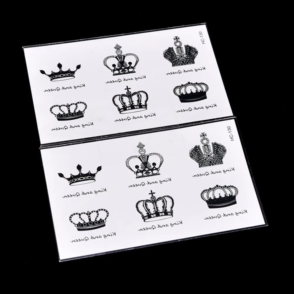 

6 Patterns Different Black Crown Brand Fashion Waterproof Temporary Tattoo Sticker Tatoo Tatto Women Flash Fake Henna