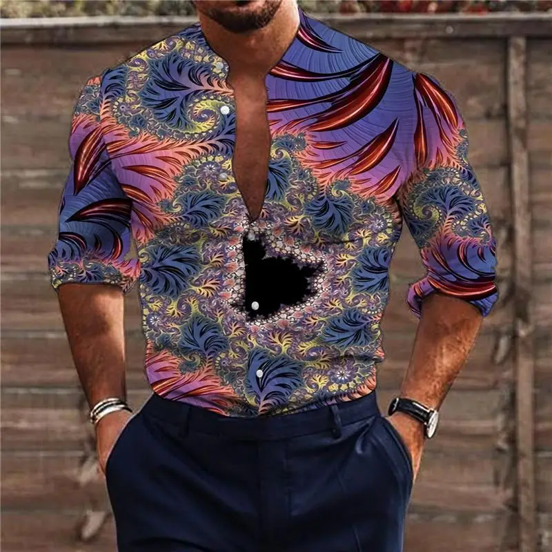 

2023 Summer Hawaiian Tropical Shirts For Men 3d Beach Holiday Long Sleeve Oversized Tops Tee Shirt Man Floral Blouse 4xl Camisa