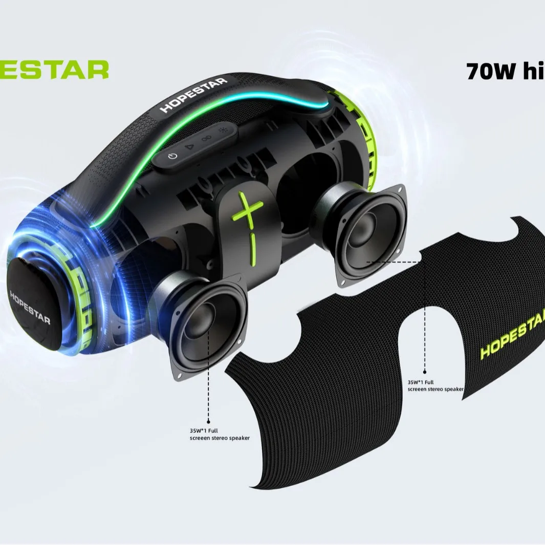Фото Hopestar H85 Портативная беспроводная связь для Bluetooth-динамика RGB светодиодное освещение Высокий сабвуфер Водонепроницаемая уличная сумка с батарейным питанием №2