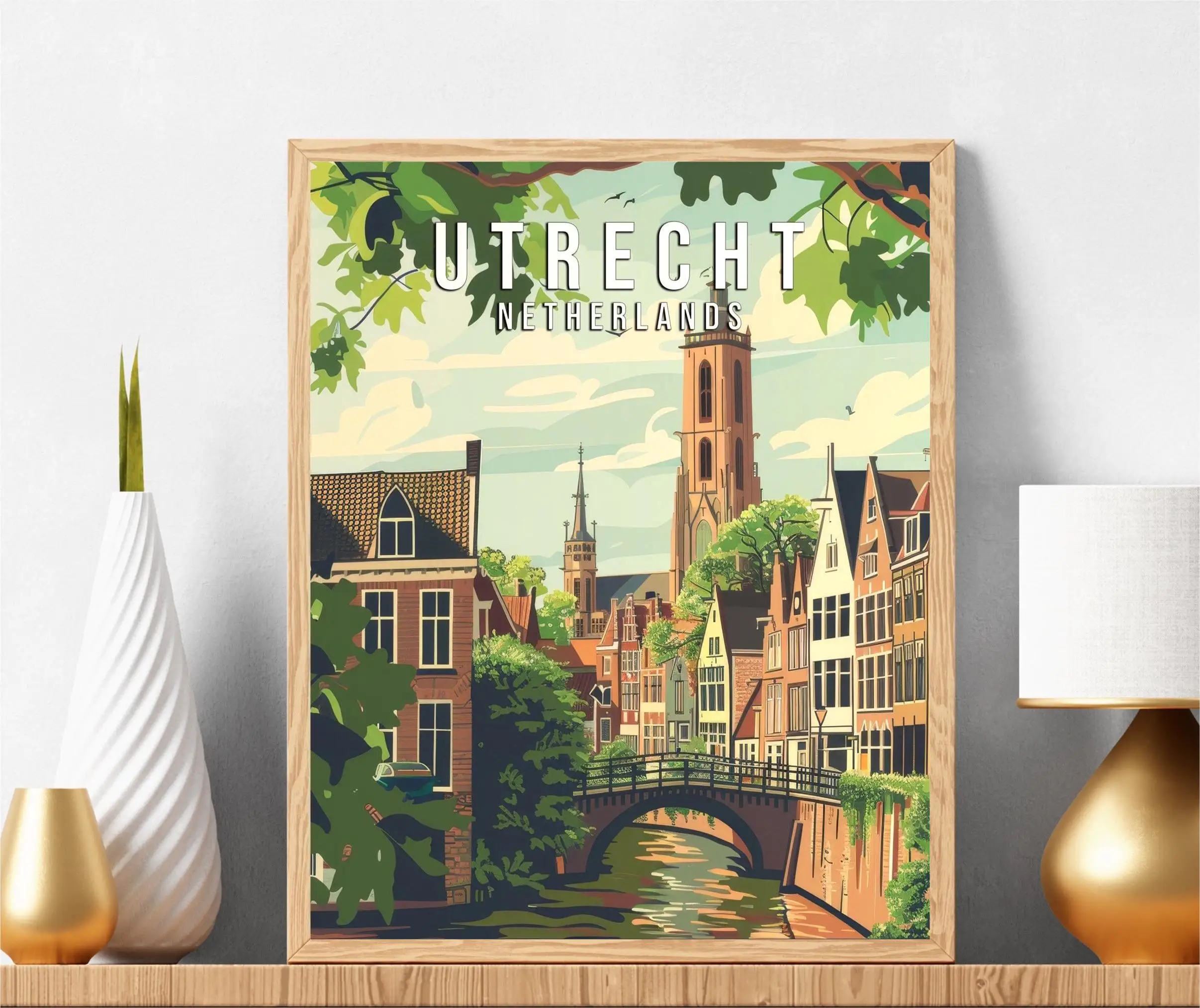 Ретро-постер с изображением туристических городов