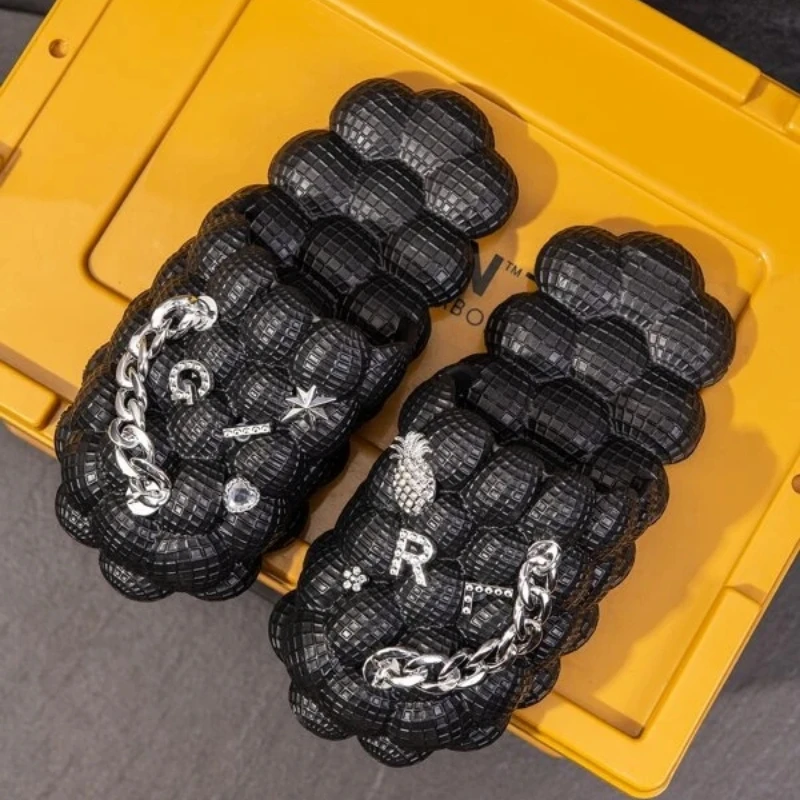 Silver Geometric Rivets Decor Vented Clogs Summer Platftorm Slides Women Shoes Punk Slipppers Beach Sandals Men Girl Plus Size