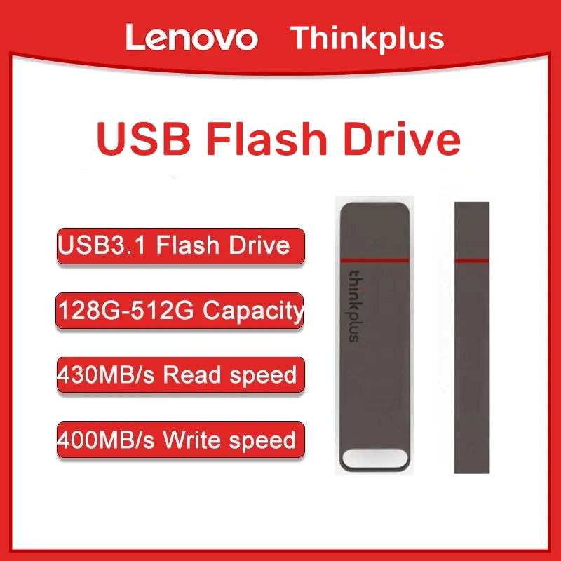 

Lenovo Thinkplus TU100 Pro USB3.1 U Disk Portable Solid State 128GB/256GB/512GB/1TB U Disk Flash Drive Ultra-fast Transmission
