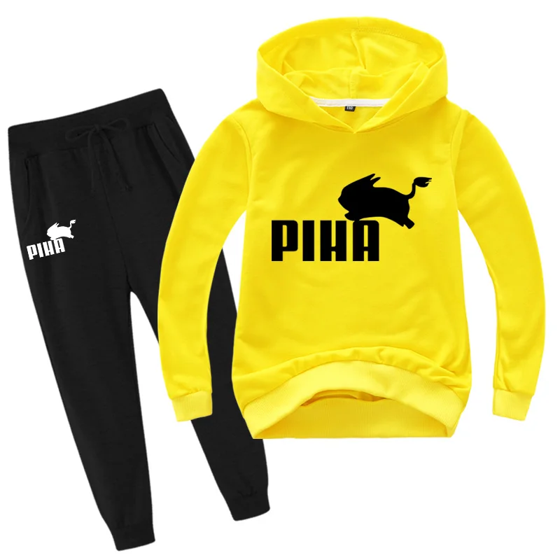 

Спортивный костюм PIHA в виде кролика, весенний спортивный костюм, детская толстовка с мультяшным принтом и штаны, комплект из 2 предметов, ком...