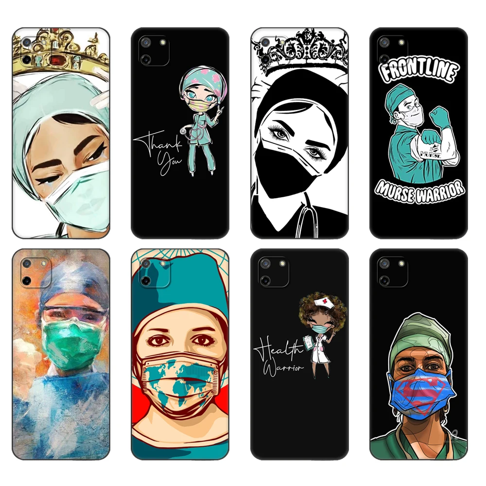 

Black tpu Case For OPPO Realme C11 Case For Realme C 11 RealmeC11 Back RMX2185 Case Cover Bumper Nurse Queen Doctor