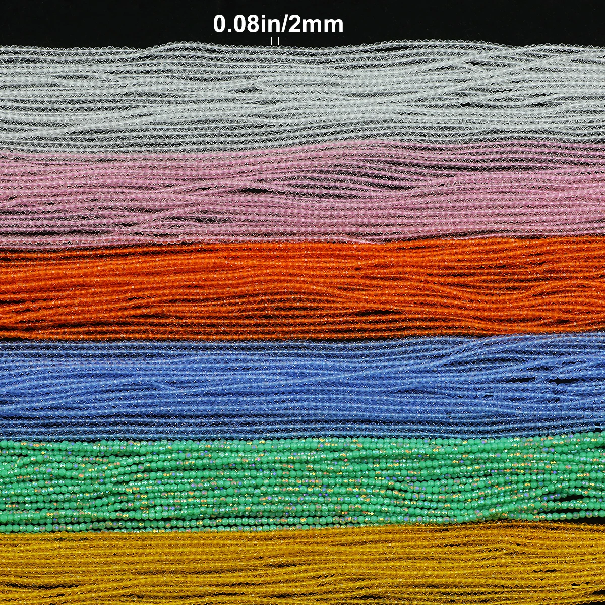 Бусины стеклянные граненые для бижутерии 2 мм 180 шт.