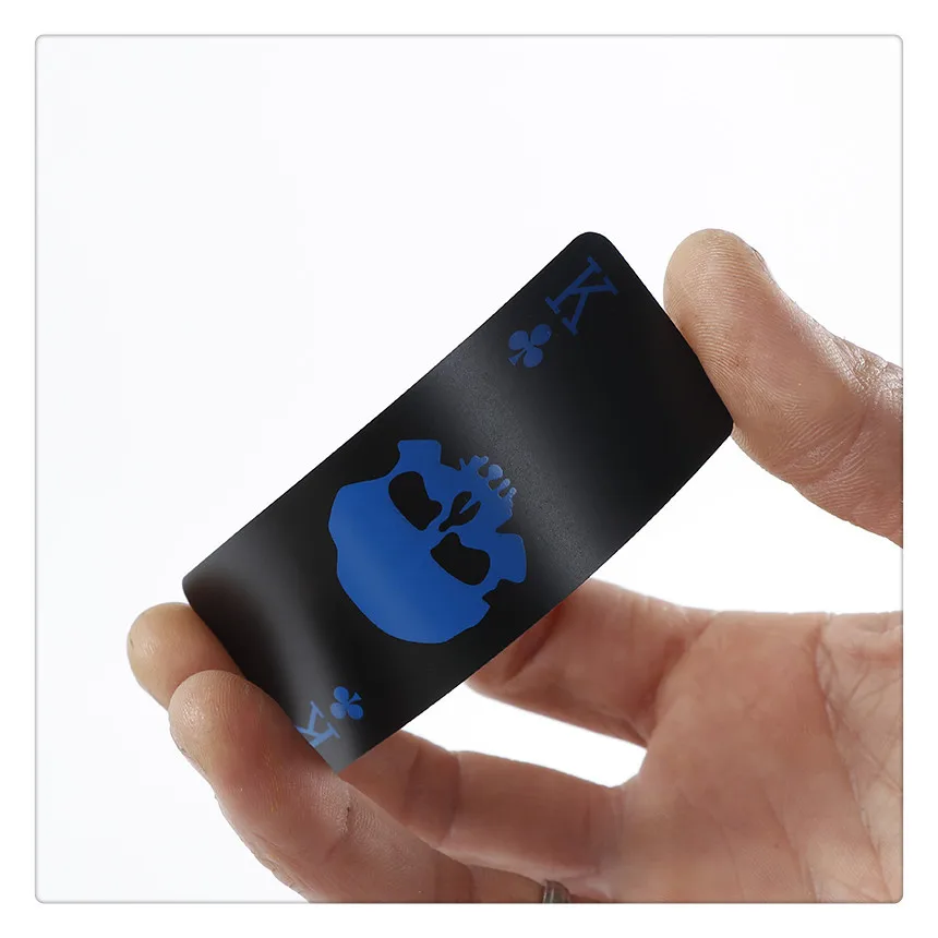 Новые флуоресцентные ПВХ черные игральные карты золотой волшебный