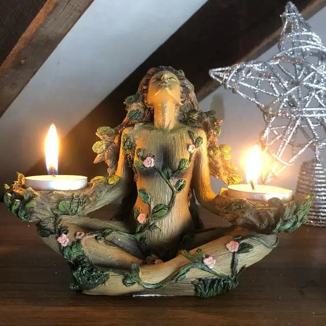 

[Funny] Balance of Nature Dryad candlestick Resin Statue model Action Figure toys Halloween Home decorations Ornaments kids gift