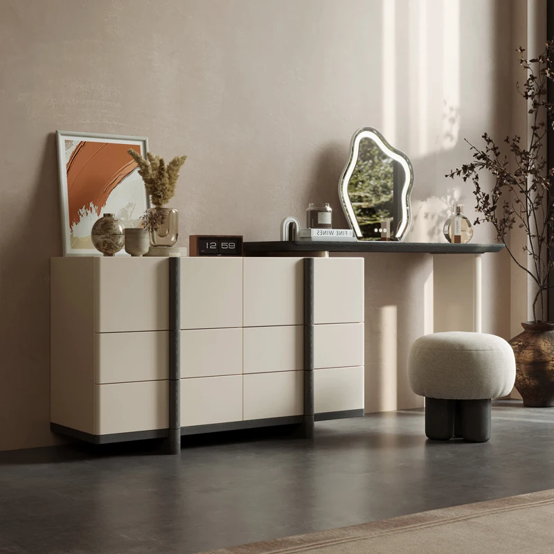 Интегрированный туалетный столик для хранения белый роскошный французский