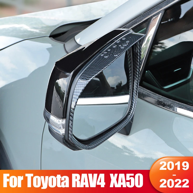 

For Toyota RAV4 2019 2020 2021 2022 RAV 4 XA50 Car Rearview Mirror Eyebrow Rainproof Rain Protector Trims Cover Accessories