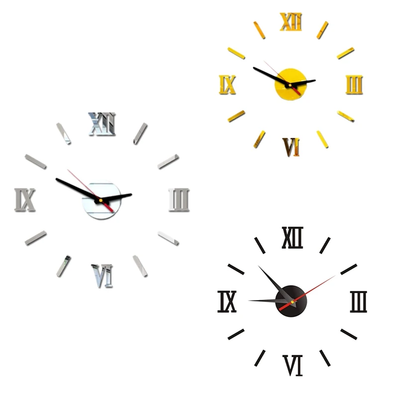 

Настенные часы "сделай сам", 3D Безрамные часы, часы, 16 дюймов, бесшумные, не тикающие, зеркальные наклейки, декоративный Комплект для спальни, ...