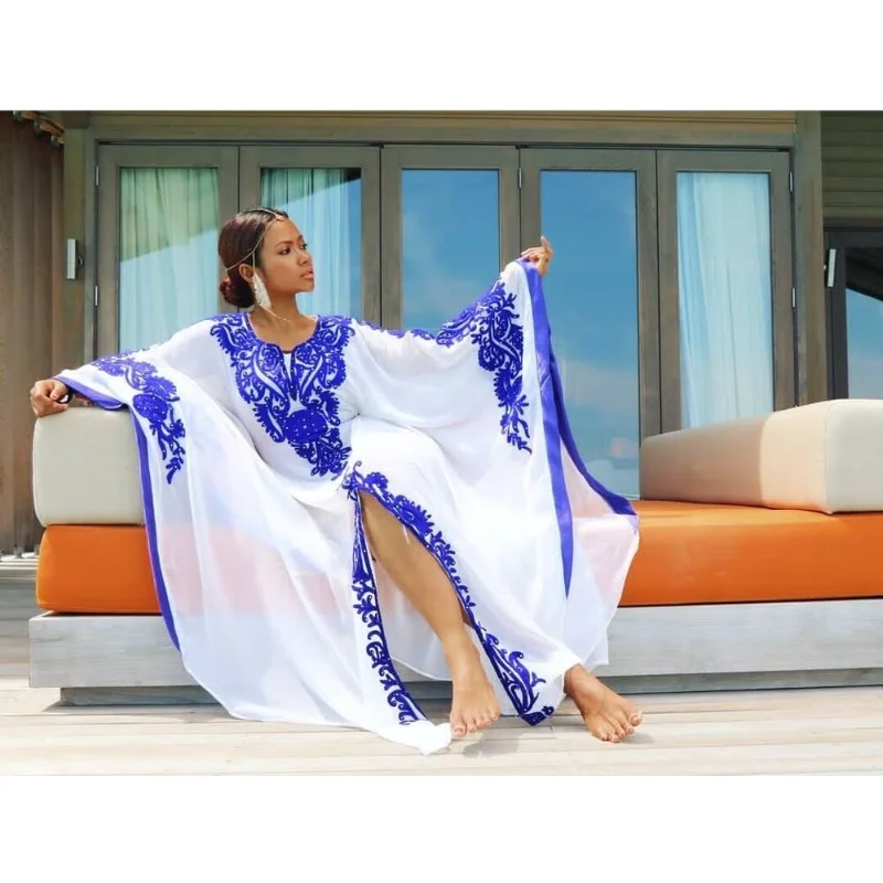 

Белое платье Дубай, марокканские кафтаны, пляжное платье, длинное платье, европейский и американский тренд моды