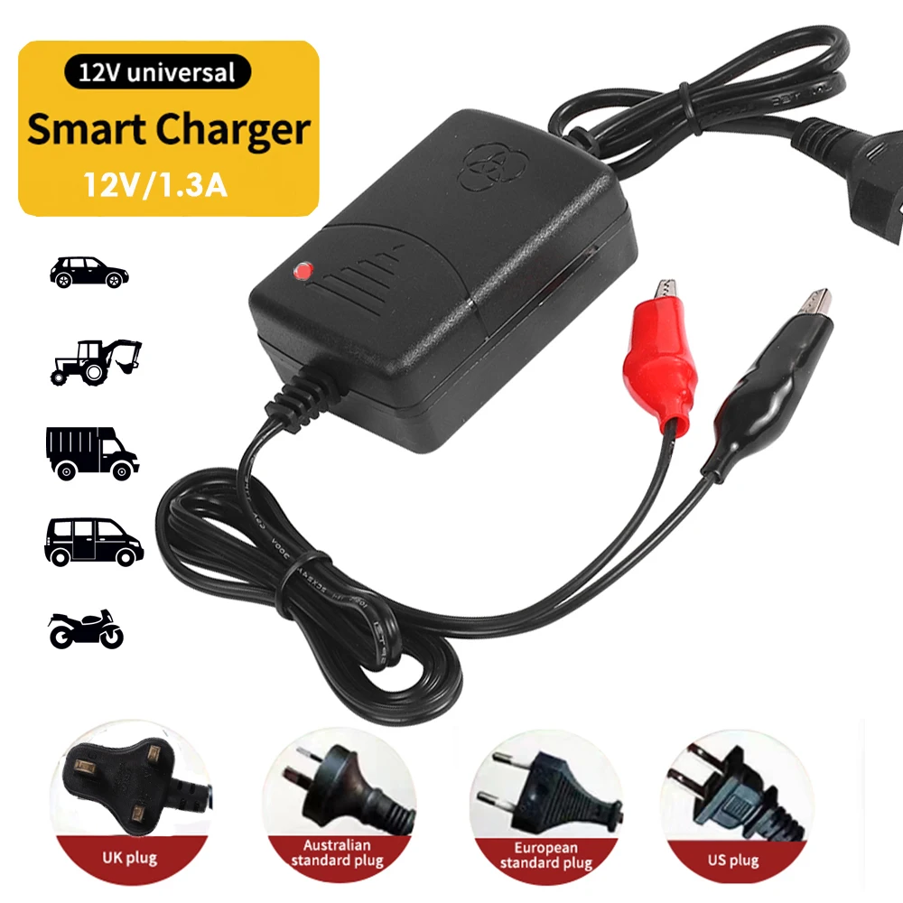 

Умное зарядное устройство для мотоцикла, 12 В, 1,3 А, для гелевых свинцово-кислотных аккумуляторов 7 Ач, 10 Ач, 12 Ач, игрушечный автомобиль, Электр...