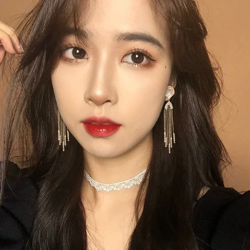 

Summer Newest Fashion High Luxury Crystal Octopus Earrings Long Tassel Earring Korean Temperament Jewerly Accessories for Women