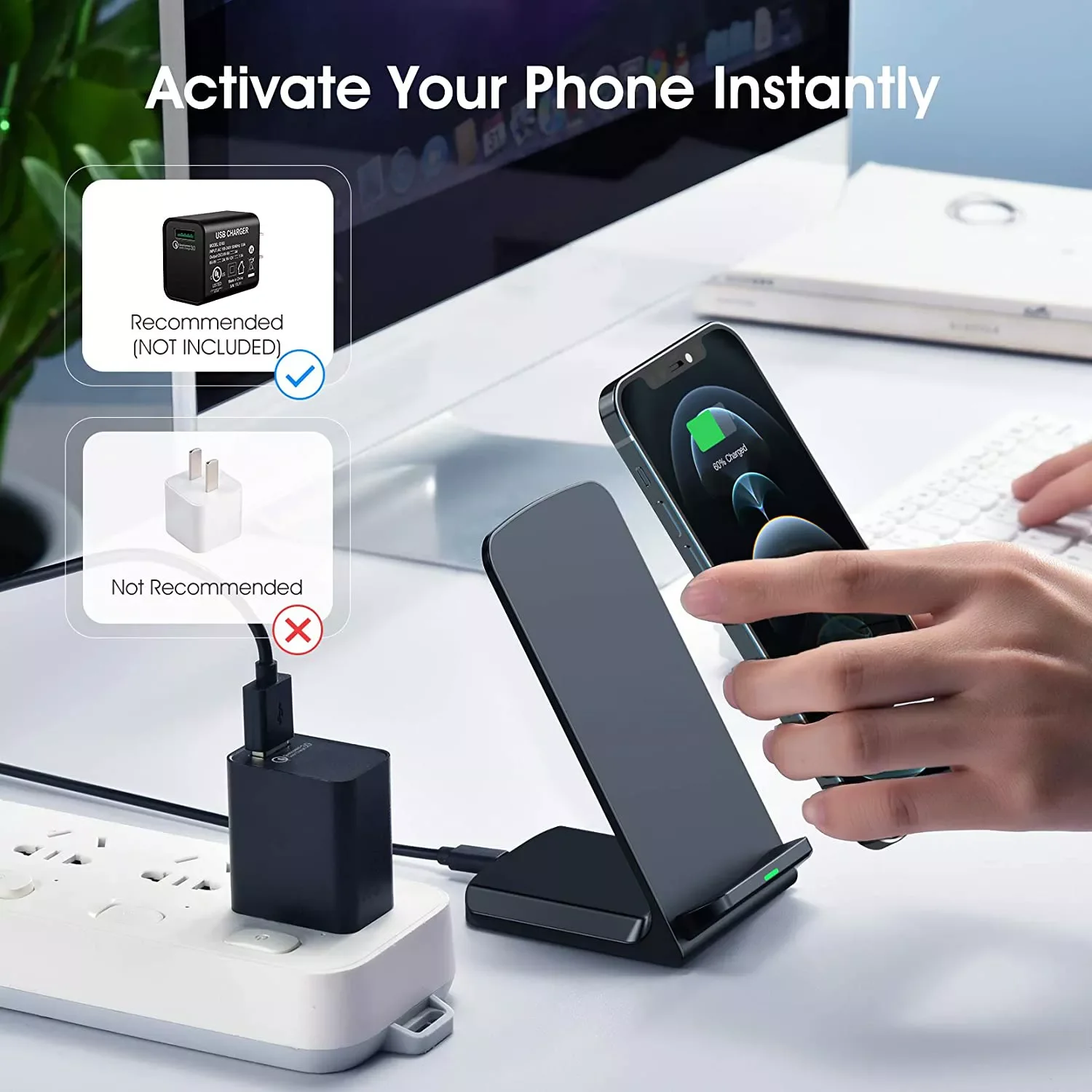 

Wireless Charger Stand For iPhone 13 12 11 Pro X XS Max XR 8 S21 S20 S10 Qi Fast Charging Dock Station Phone Holder