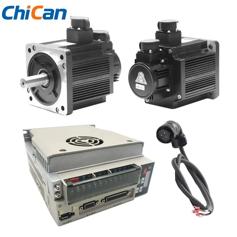 Фото 【DIY】Горячая распродажа: Серводвигатель Siheng Motor Factory с сертификатом CE, 130 мм, 3 фазы, 1.3 кВт, 5 Нм, 2500 об/мин, 220 В переменного тока, серводвигатель и драйвер KA10 для ЧПУ №1