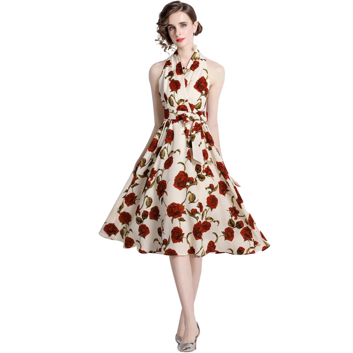 Женское платье-макси с оборками длинная юбка во французском ретро-стиле длинной