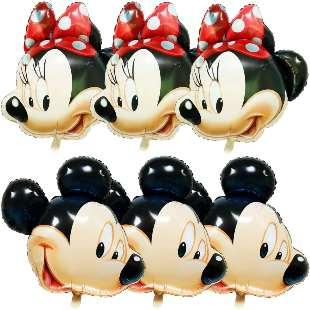 4/6Pcs Giant Mickey Minnie Mouse Head Balloons Cartoon Foil Balloon Baby Shower Birthday Party Decorations Kids Classic Toy Gift