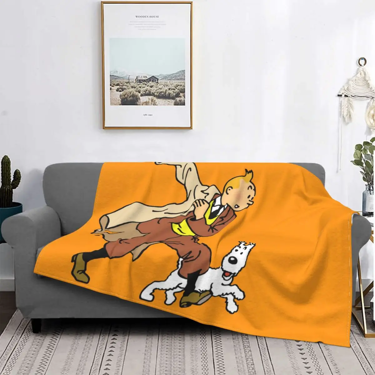 

The Adventures of Tintin Fantasy Comics Drawing Portable Warm Throw Blankets for Bedding Travel