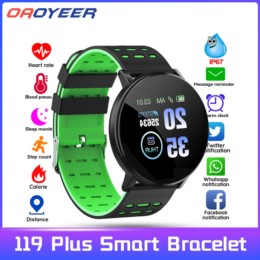 

Мужские Смарт-часы 119 Plus с функцией измерения кровяного давления и пульса